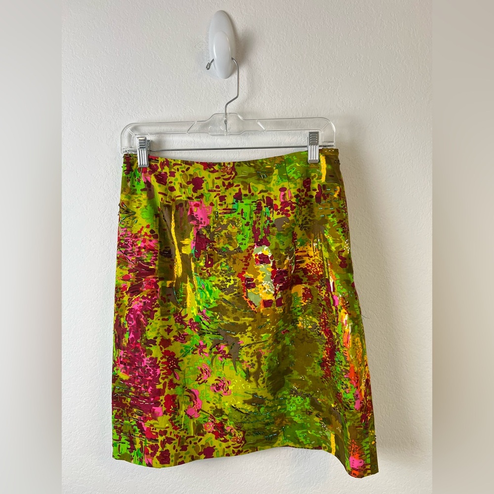 Etcetera Beaded Colorful Cotton A-line Skirt Wedding Party Evening
